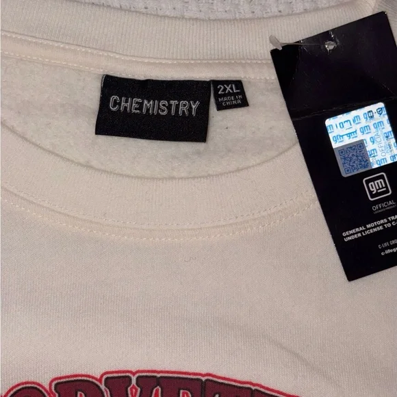 Corvette 1989 Chevrolet Corvette ZR-1 Chemistry Sweatshirt NWT White Men’s 2XL - Picture 5 of 13